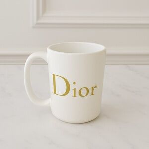 Dior Mug in White with Gold Lettering